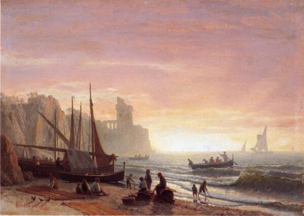 The Fishing Fleet by Albert Bierstadt, hand-painted oil painting reproduction