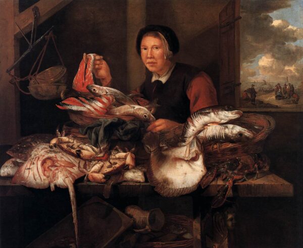 The Fishmonger by Abraham van Beyeren, hand-painted oil painting reproduction