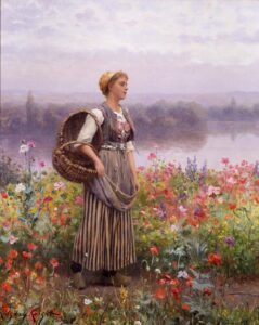 The Flower Girl by Daniel Ridgway Knight, hand-painted oil painting reproduction
