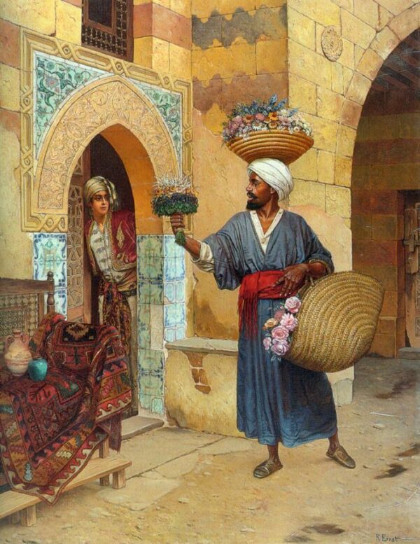 The Flower Seller by Rudolf Ernst, hand-painted oil painting reproduction