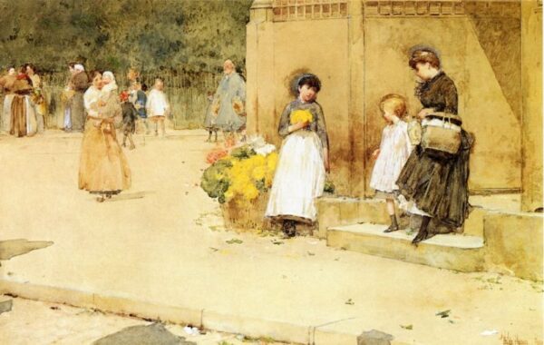 The Flower Seller by Frederick Childe Hassam, hand-painted oil painting reproduction