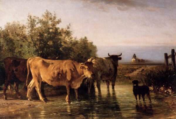 The Ford by Constant Troyon, hand-painted oil painting reproduction