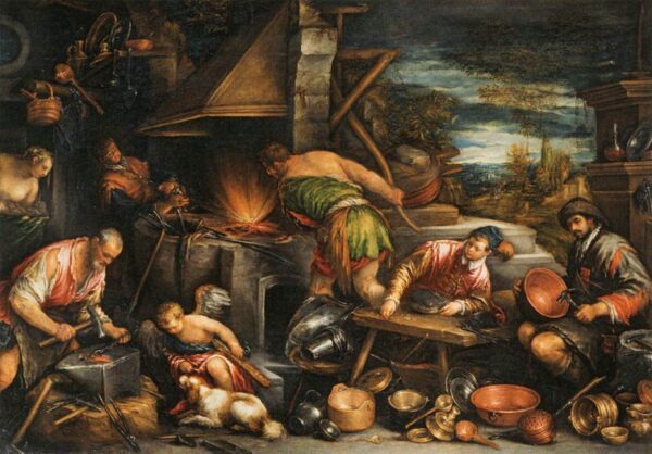 The Forge of Vulcan by Francesco Bassano, hand-painted oil painting reproduction