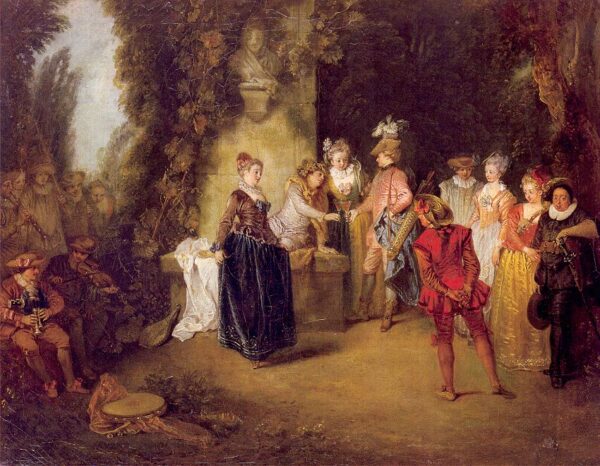 The French Theater by Antoine Watteau, hand-painted oil painting reproduction