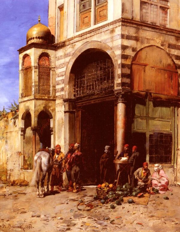 The Fruit Market by Alberto Pasini, hand-painted oil painting reproduction