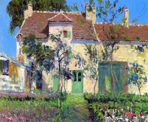 The Garden Behind the House by Gustave Loiseau, hand-painted oil painting reproduction