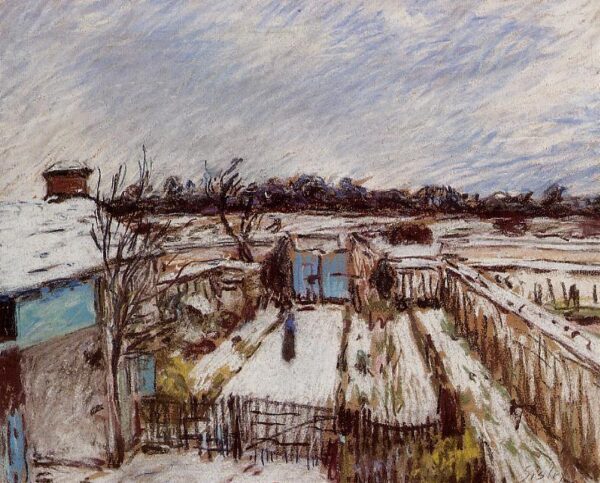 The Garden under the Snow by Alfred Sisley, hand-painted oil painting reproduction