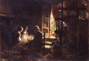 The Gathering of Silkworm Cocoons by Giovanni Segantini, hand-painted oil painting reproduction