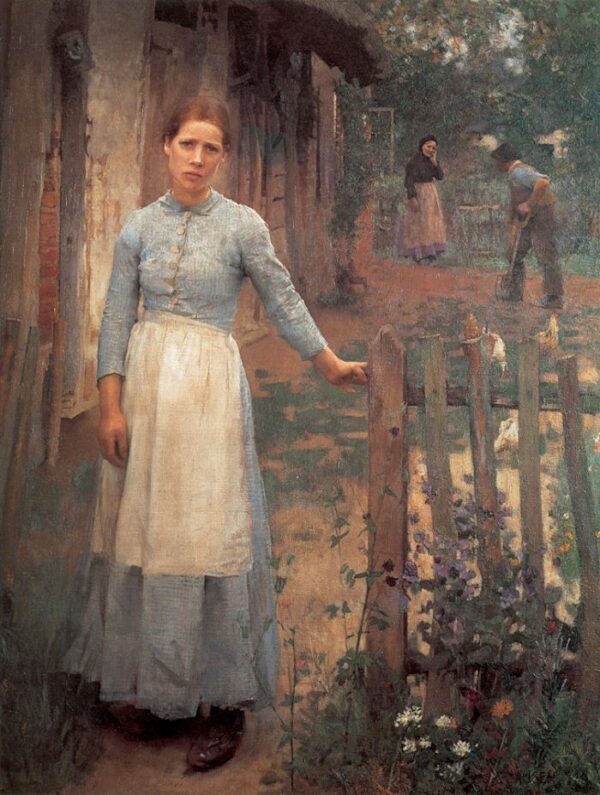 The Girl at the Gate by George Clausen, hand-painted oil painting reproduction