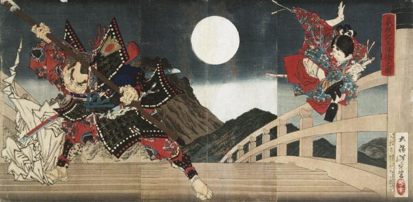 The Gojo Bridge Scene from the Chronicle ‘The Tale of Yoshitsune by Kikugawa Eizan, hand-painted oil painting reproduction