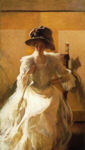 The Golden Screen by Edmund Tarbell, hand-painted oil painting reproduction