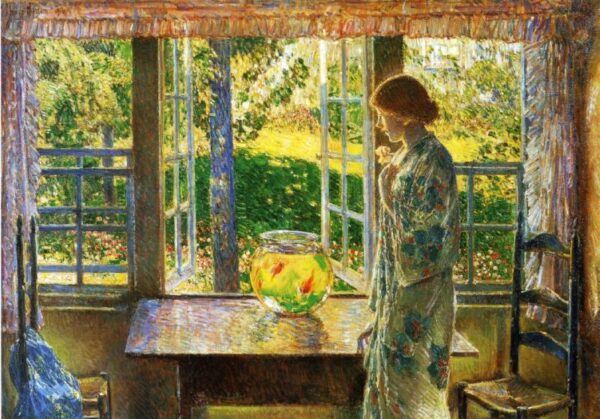 The Goldfish Window by Frederick Childe Hassam, hand-painted oil painting reproduction