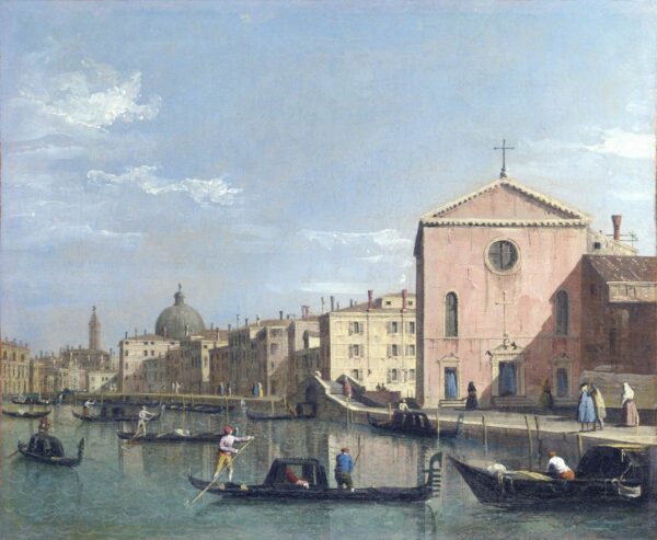 The Grand Canal facing Santa Croce by Canaletto, hand-painted oil reproduction