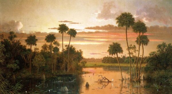 The Great Florida Sunset by Martin Johnson Heade, hand-painted oil painting reproduction