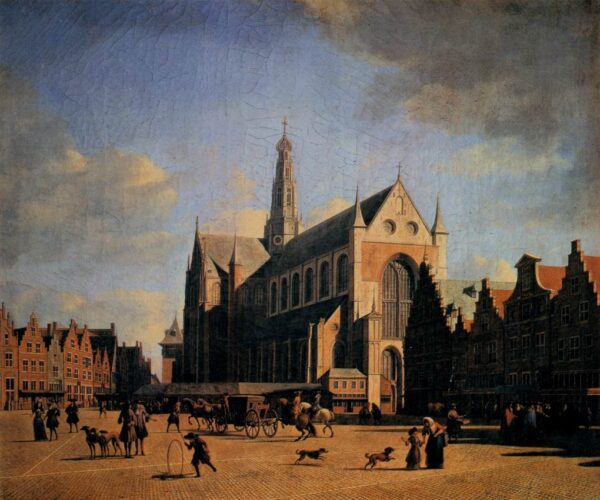 The Great Market in Haarlem by Gerrit Berckheyde, hand-painted oil painting reproduction
