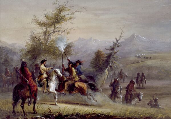 The Greeting by Alfred Jacob Miller, hand-painted oil painting reproduction