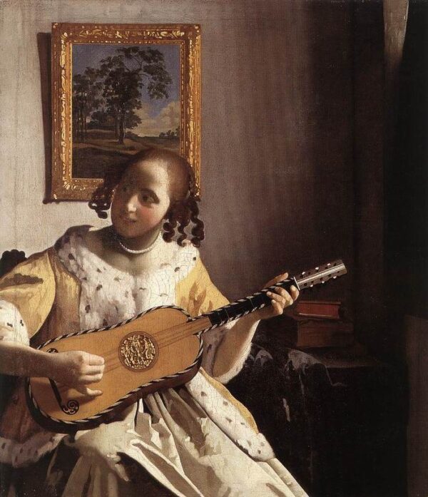 The Guitar Player by Johannes Vermeer, hand-painted oil painting reproduction