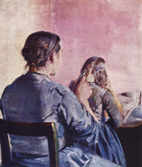 The Hair is Being Braided by Christian Krohg, hand-painted oil painting reproduction