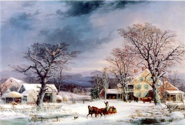 The Half-Way House by George Henry Durrie, hand-painted oil painting reproduction