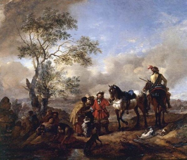 The Halt at a Gypsy Camp by Philips Wouwerman, hand-painted oil painting reproduction