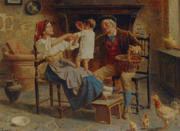 The Happy Family by Eugenio Zampighi, hand-painted oil painting reproduction