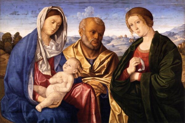 The Holy Family with a Female Saint by Vincenzo Catena, hand-painted oil painting reproduction