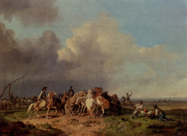 The Horse Round Up by Heinrich Bürkel, hand-painted oil painting reproduction