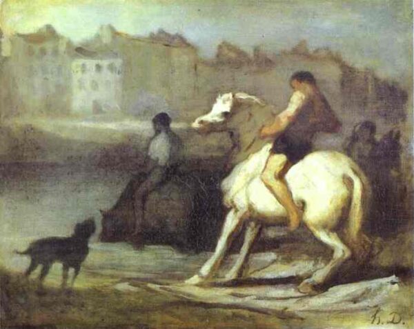 The Horses Drink by Honoré Daumier, hand-painted oil painting reproduction