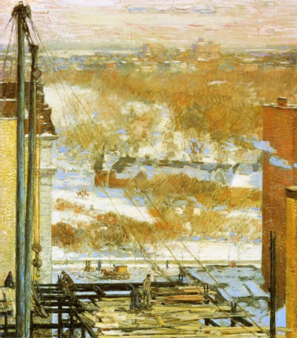 The Hovel and the Skyscraper by Frederick Childe Hassam, hand-painted oil painting reproduction
