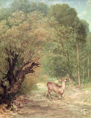 The Hunted Roe Deer on the Alert by Gustave Courbet, hand-painted oil reproduction