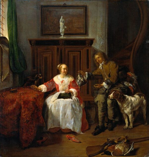 The Hunter’s Present by Gabriel Metsu, hand-painted oil painting reproduction