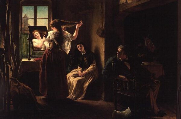 The Invention of the Combing Machine 1862 by Alfred Elmore, hand-painted oil painting reproduction