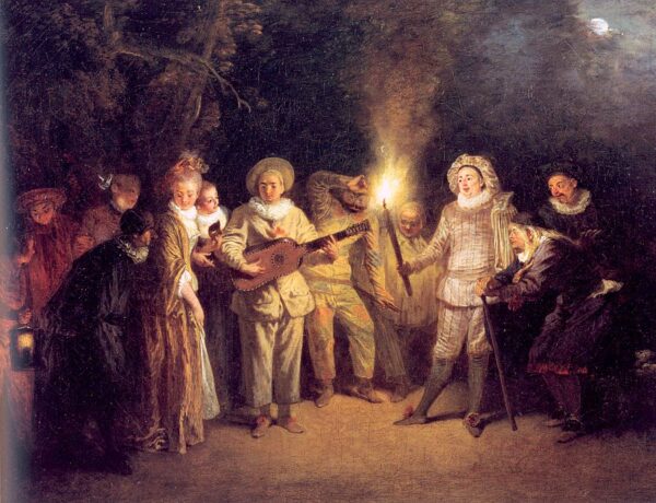 The Italian Theater by Antoine Watteau, hand-painted oil painting reproduction