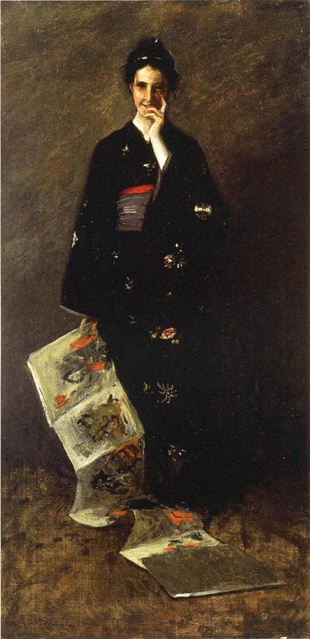 The Japanese Book by William Merritt Chase, hand-painted oil reproduction