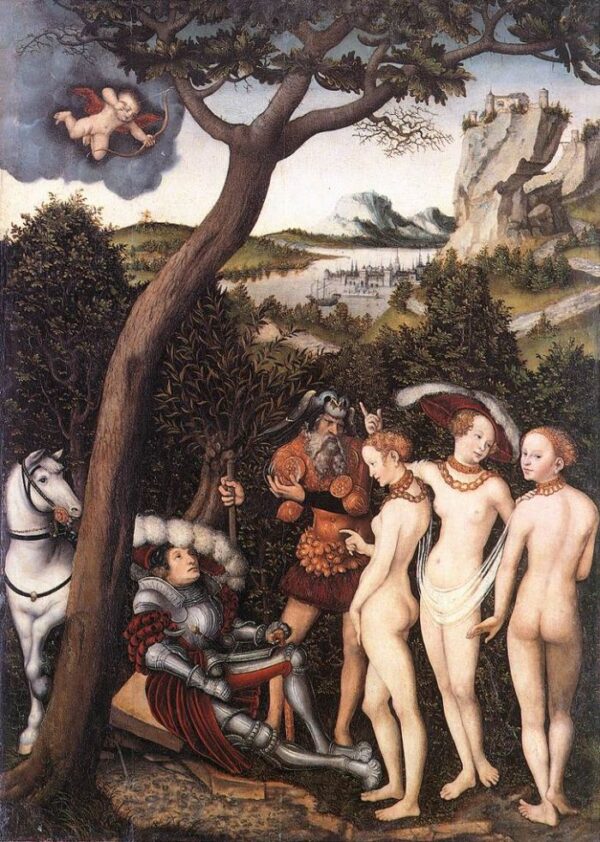The Judgment of Paris b by Lucas Cranach the Elder, hand-painted oil painting reproduction