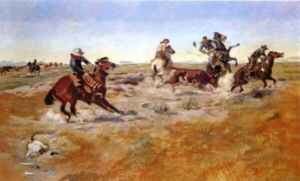 The Judith Basin Roundup by Charles Marion Russell, hand-painted oil painting reproduction