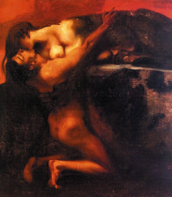 The Kiss of the Sphinx by Franz von Stuck, hand-painted oil painting reproduction