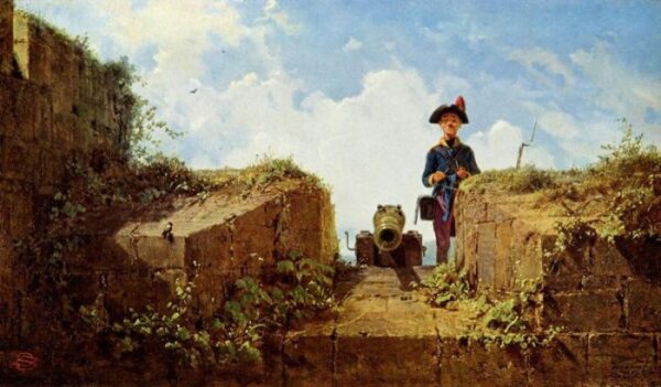 The Knitting Guard by Carl Spitzweg, hand-painted oil painting reproduction