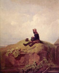The Knitting Soldier by Carl Spitzweg, hand-painted oil painting reproduction