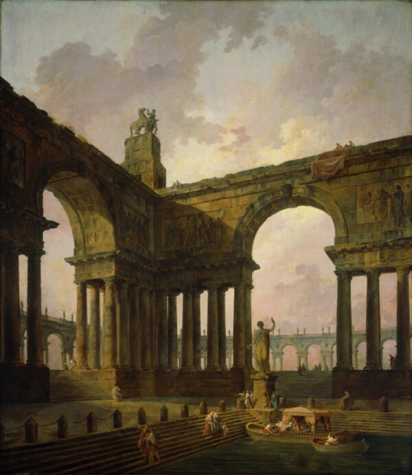The Landing Palace by Hubert Robert, hand-painted oil painting reproduction