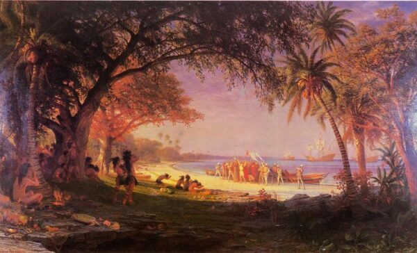The Landing of Columbus by Albert Bierstadt, hand-painted oil painting reproduction