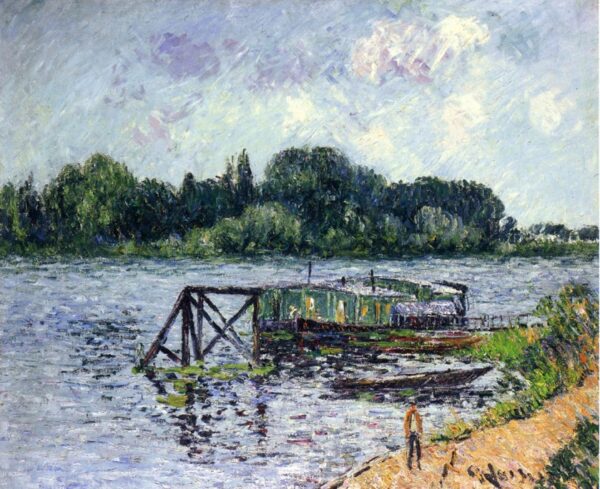 The Laundry Boat on the Seine at Herblay by Gustave Loiseau, hand-painted oil painting reproduction