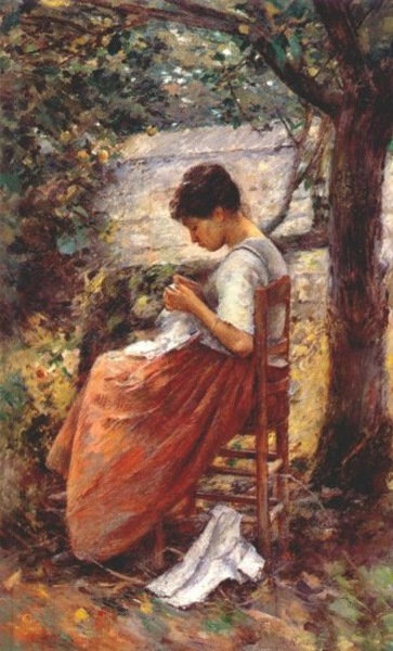 The Layette by Theodore Robinson, hand-painted oil reproduction