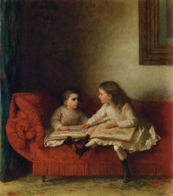 The Lesson by Eastman Johnson, hand-painted oil painting reproduction
