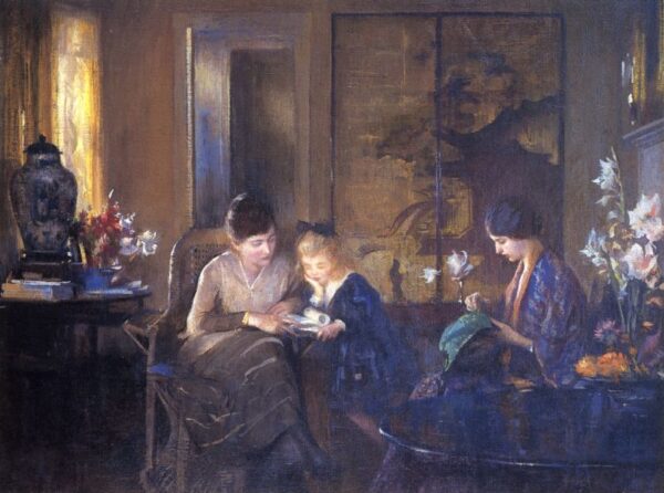 The Lesson by Edmund Tarbell, hand-painted oil painting reproduction