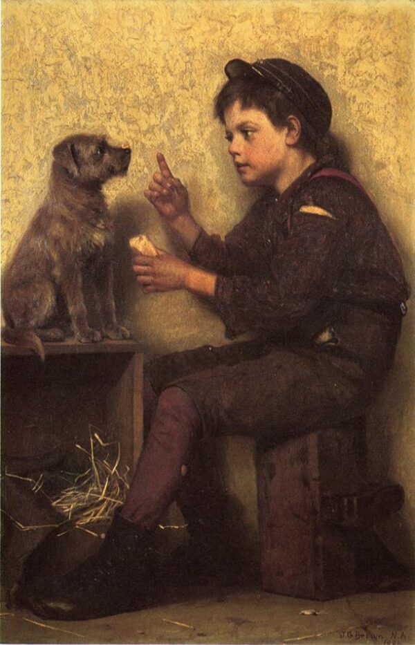 The Lesson by John G Brown, hand-painted oil painting reproduction