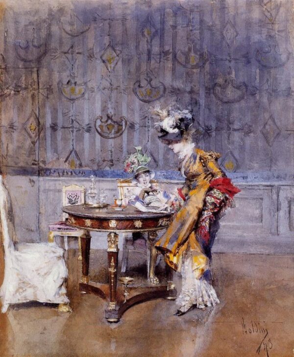 The Letter by Giovanni Boldini, hand-painted oil painting reproduction