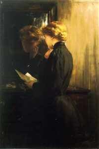 The Letter by Carroll Beckwith, hand-painted oil painting reproduction