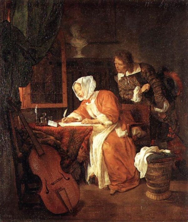 The Letter-Writer Surprised by Gabriel Metsu, hand-painted oil painting reproduction
