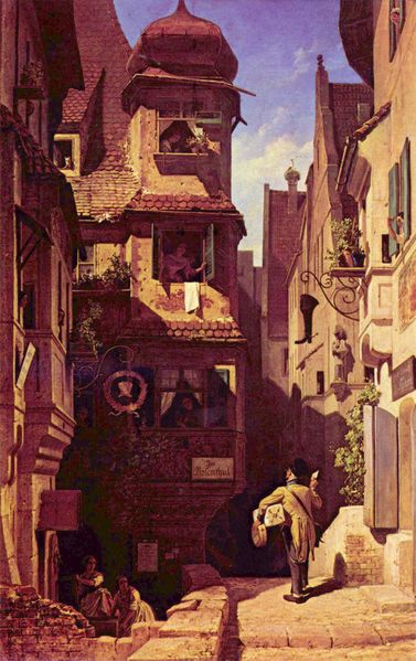 The Letter Messenger In Rosenthal by Carl Spitzweg, hand-painted oil reproduction